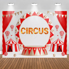 Lofaris Red Curtain Circus Light Sign Birthday Backdrop