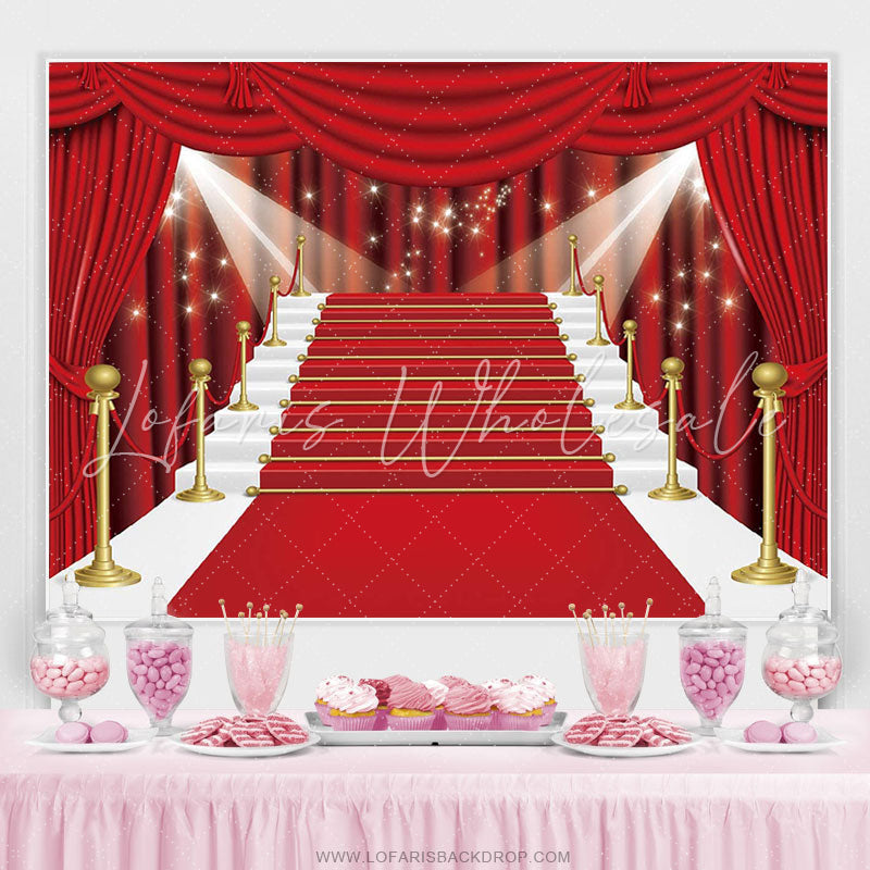 Lofaris Red Curtain Film Stars Celebrity Birthday Backdrop