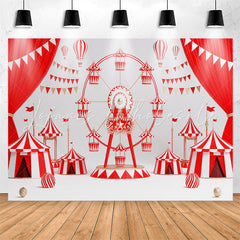 Lofaris Red Curtain Flags Ferris Wheel Birthday Backdrop