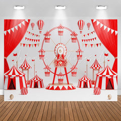 Lofaris Red Curtain Flags Ferris Wheel Birthday Backdrop
