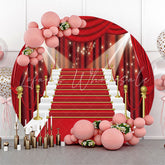 Lofaris Red Curtain Stage Lightspot Round Birthday Backdrop