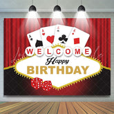 Lofaris Red Curtains Black Welcome Happy Birthday Backdrop