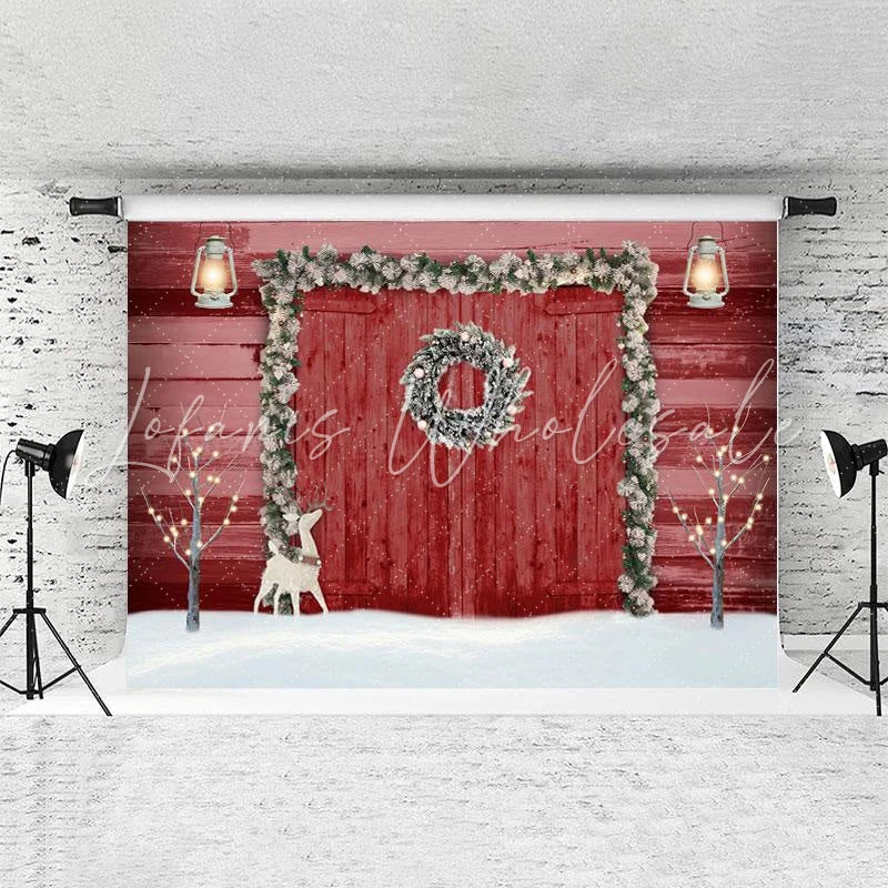 Lofaris Red Door Elk Sconce Lights Tree Backdrops for Christmas