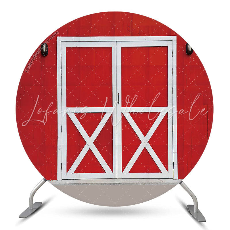 Lofaris Red Farm White Door Brithday Party Round Backdrop