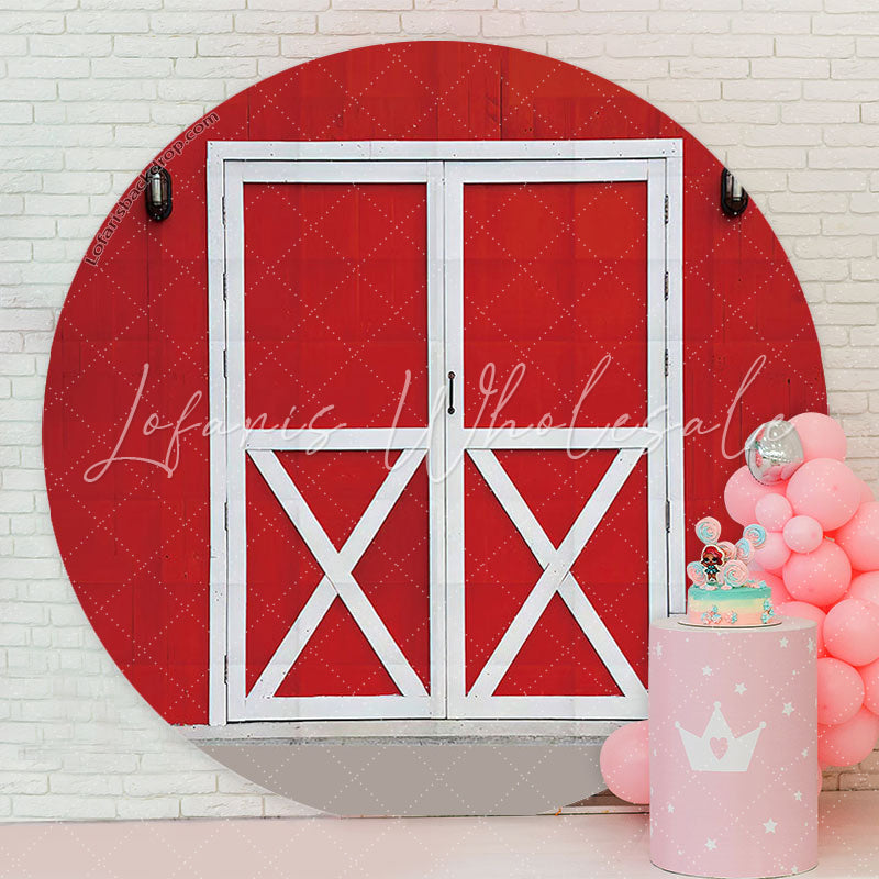 Lofaris Red Farm White Door Brithday Party Round Backdrop