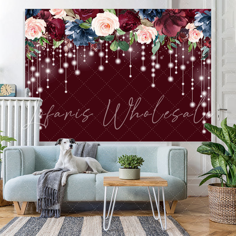 Lofaris Red Floral And Light Birthday Backdrop For Decoration