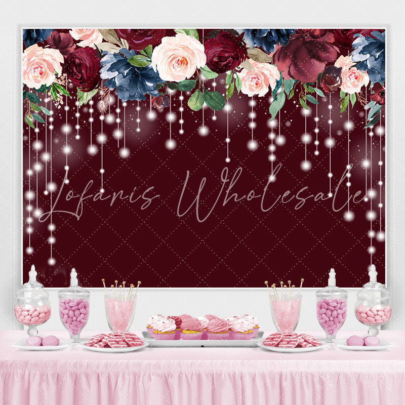 Lofaris Red Floral And Light Birthday Backdrop For Decoration