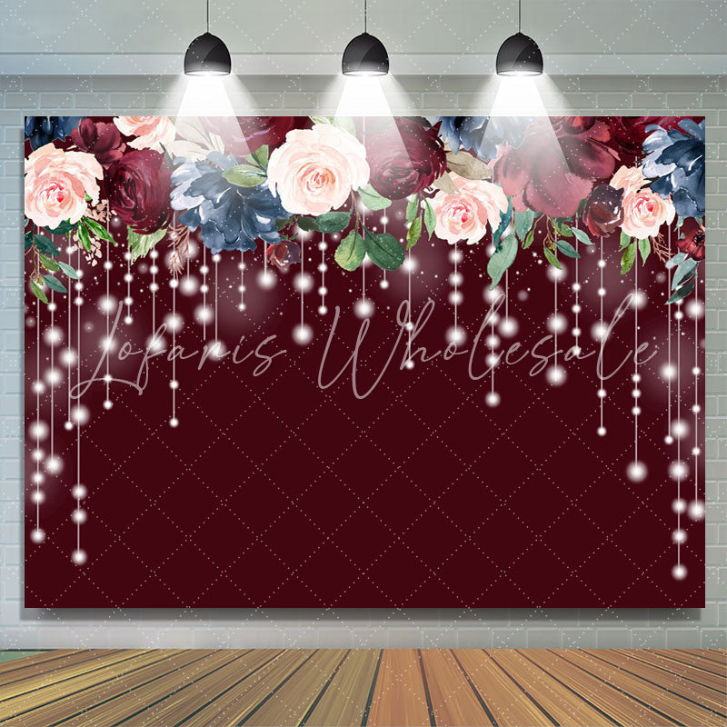 Lofaris Red Floral And Light Birthday Backdrop For Decoration