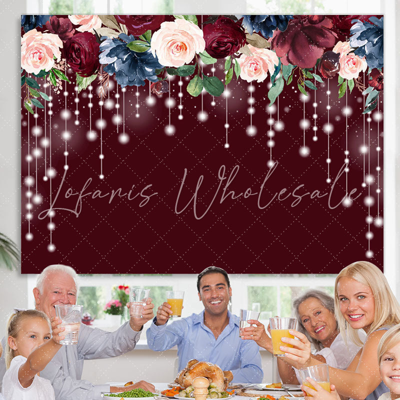 Lofaris Red Floral And Light Birthday Backdrop For Decoration