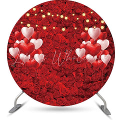 Lofaris Red Floral Heart Balloon Round Wedding Backdrop