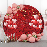 Lofaris Red Floral Heart Balloon Round Wedding Backdrop