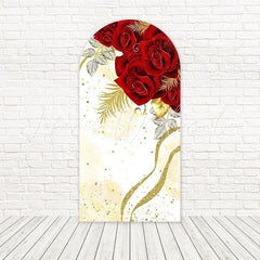 Red Floral Vibrant Bloom Arch Backdrop For Romantic Garden Party
