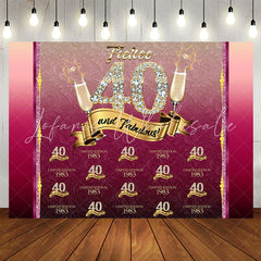 Lofaris Red Flower Pattern 1983 Repeat 40th Birthday Backdrop