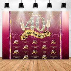 Lofaris Red Flower Pattern 1983 Repeat 40th Birthday Backdrop