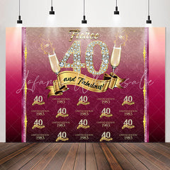 Lofaris Red Flower Pattern 1983 Repeat 40th Birthday Backdrop