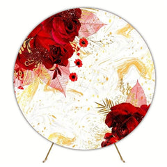 Red Flowers And Roses Round Backdrop For Romantic Party Decor