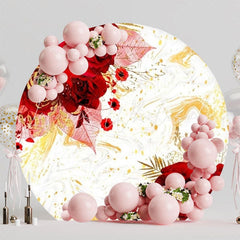 Red Flowers And Roses Round Backdrop For Romantic Party Decor
