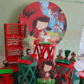 Lofaris Red Forests And Girl Round Jungle Birthday Backdrop