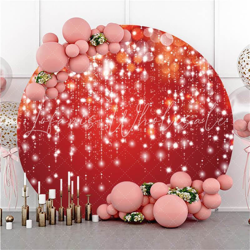 Lofaris Red Glitter Bokeh Theme Simple Circle Birthday Backdrop