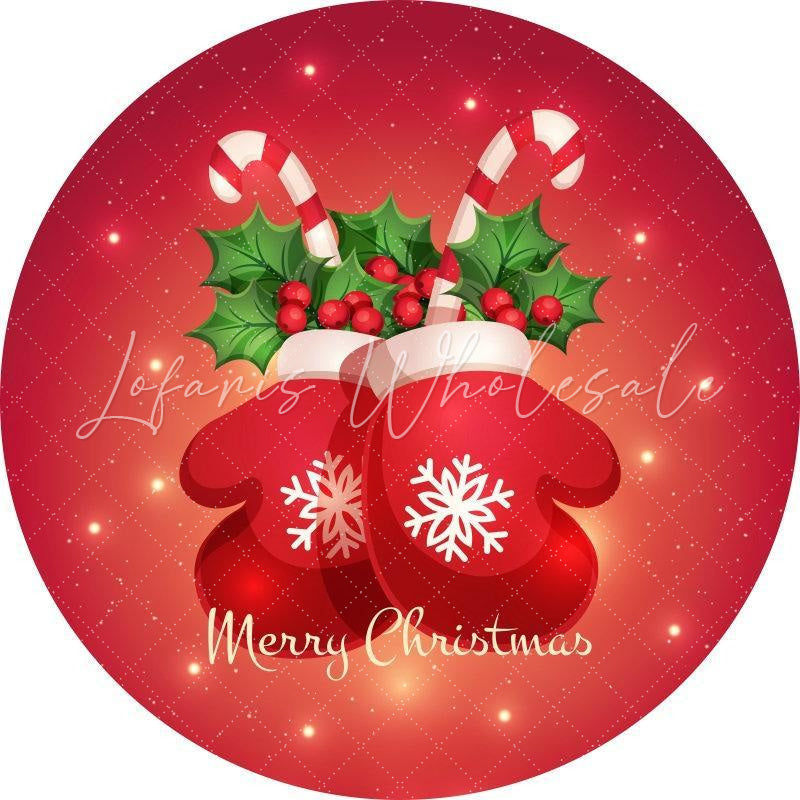 Lofaris Red Glove Snowflake Circle Backdrop For Merry Chrismas
