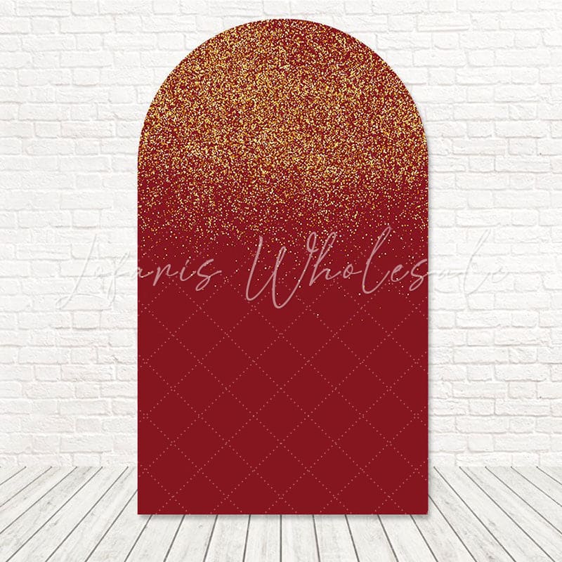 Red Gold Glitter Arch Backdrop for Festive and Bright Party Celebrations