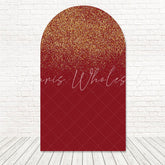 Red Gold Glitter Arch Backdrop for Festive and Bright Party Celebrations