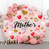 Lofaris Red Gold Heart Lip Floral Round Mothers Day Backdrop