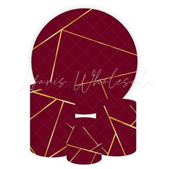 Red Gold Themed Round Backdrop and Cylinders Kit for Elegance