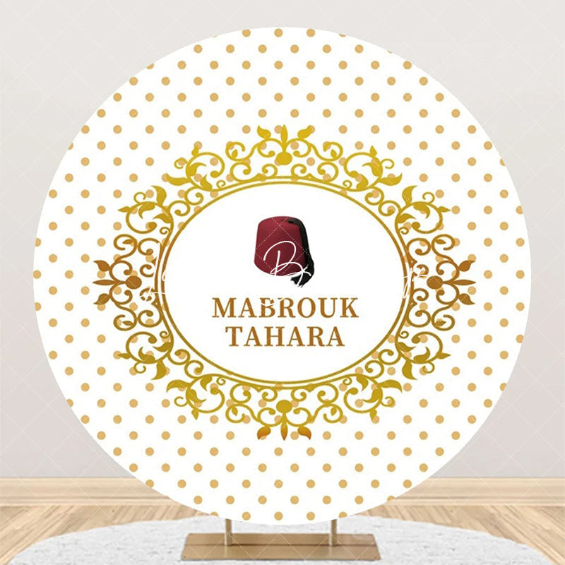 Lofaris Red Hat Mabrouk Tahara White Gold Round Backdrop