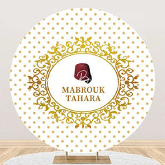Lofaris Red Hat Mabrouk Tahara White Gold Round Backdrop