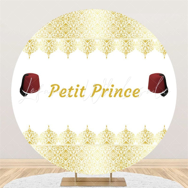 Lofaris Red Hat Petit Prince Round Gold White Baby Shower Backdorp