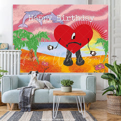 Lofaris Red Heart Happy Birthday Backdrop For Photography