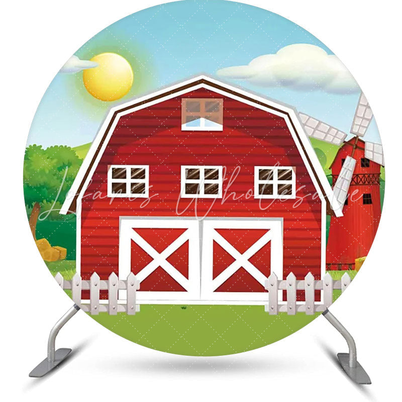 Lofaris Red House Farm Sun Grass Round Birthday Backdrop