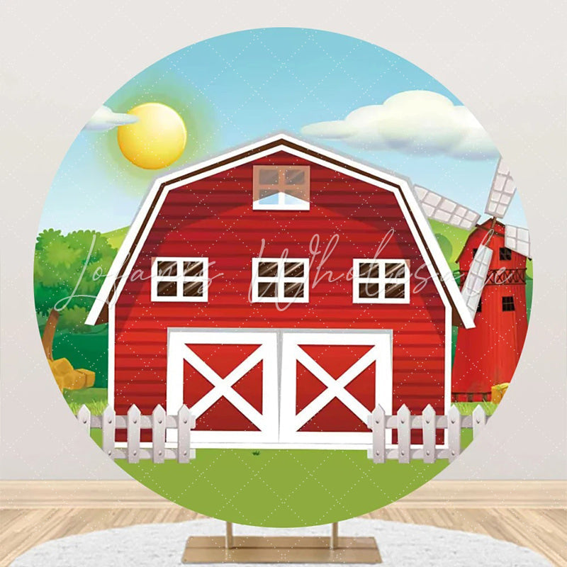 Lofaris Red House Farm Sun Grass Round Birthday Backdrop