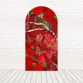 Red Marble Rose Glamorous Arch Backdrop For Romantic Events