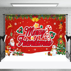 Lofaris Red Merry Friendsmas Santa Tree Snowy Xmas Backdrop