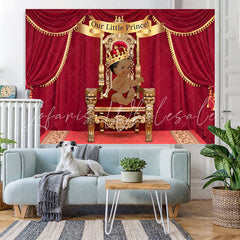 Lofaris Red Our Little Prince Baby Shower Backdrop For Boy
