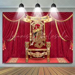 Lofaris Red Our Little Prince Baby Shower Backdrop For Boy