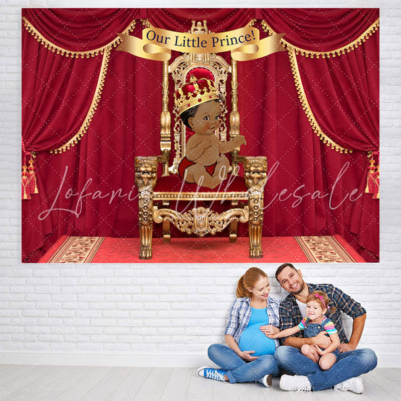 Lofaris Red Our Little Prince Baby Shower Backdrop For Boy