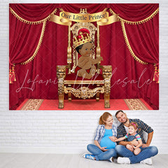 Lofaris Red Our Little Prince Baby Shower Backdrop For Boy