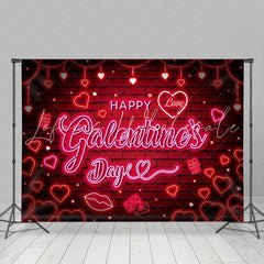 Red Pink Neon Happy Galentiness Day Banner Backdrop