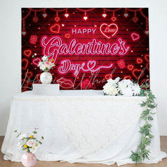 Red Pink Neon Happy Galentiness Day Banner Backdrop