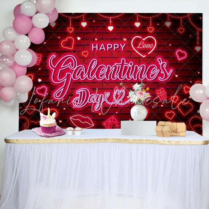 Red Pink Neon Happy Galentiness Day Banner Backdrop