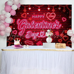Red Pink Neon Happy Galentiness Day Banner Backdrop