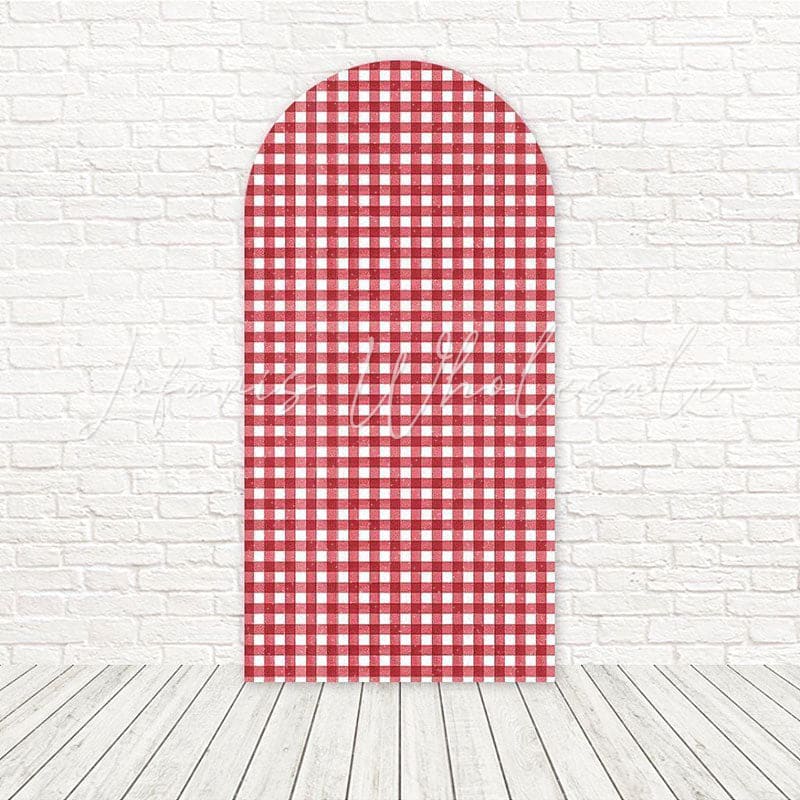 Red Plaid Classic Chic Arch Backdrop For Holiday Or Family Event Theme