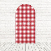 Red Plaid Classic Chic Arch Backdrop For Holiday Or Family Event Theme