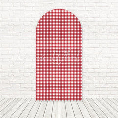 Red Plaid Classic Chic Arch Backdrop For Holiday Or Family Event Theme