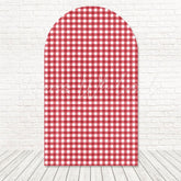 Red Plaid Cozy Rustic Charm Arch Backdrop For Holiday Theme Party
