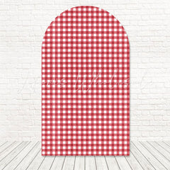 Red Plaid Cozy Rustic Charm Arch Backdrop For Holiday Theme Party