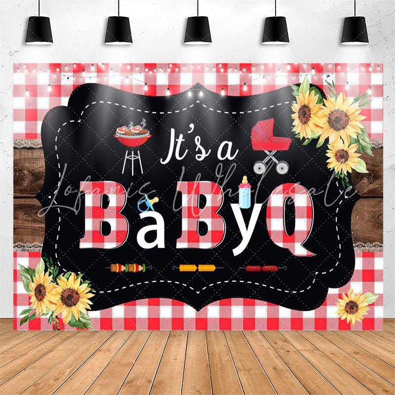Lofaris Red Plaid Turnsole Its A Babyq Theme Shower Backdrop